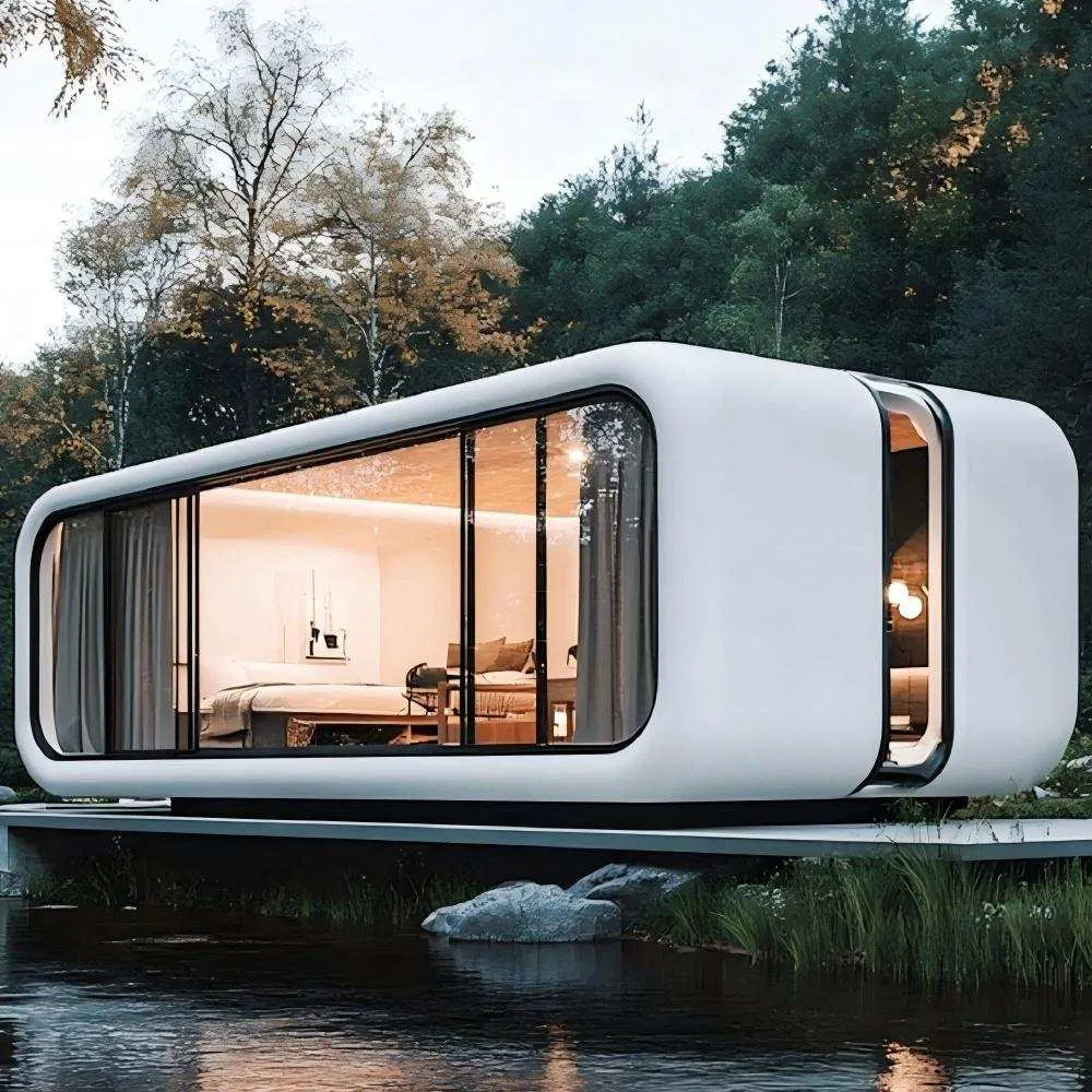 40FT Modular Wood with Rooftop Solar Panels for Eco-Friendly Resorts Apple Cabin