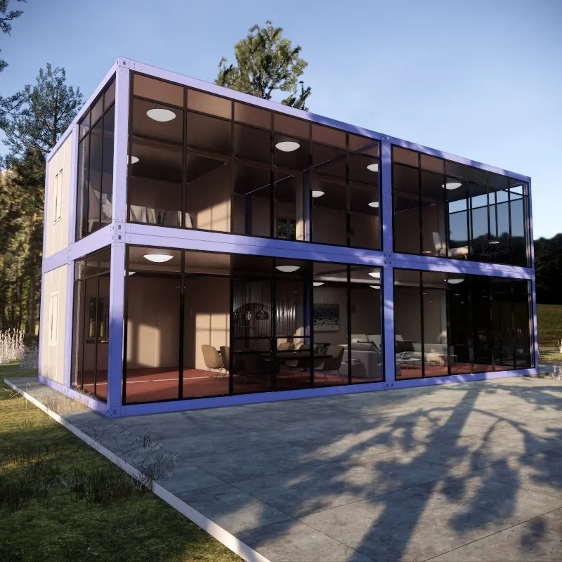 Factory Hot Sale Custom Design Prefab Glass Container House Prefabricated House for Office Living Room Modern Cheap Prefab Homes