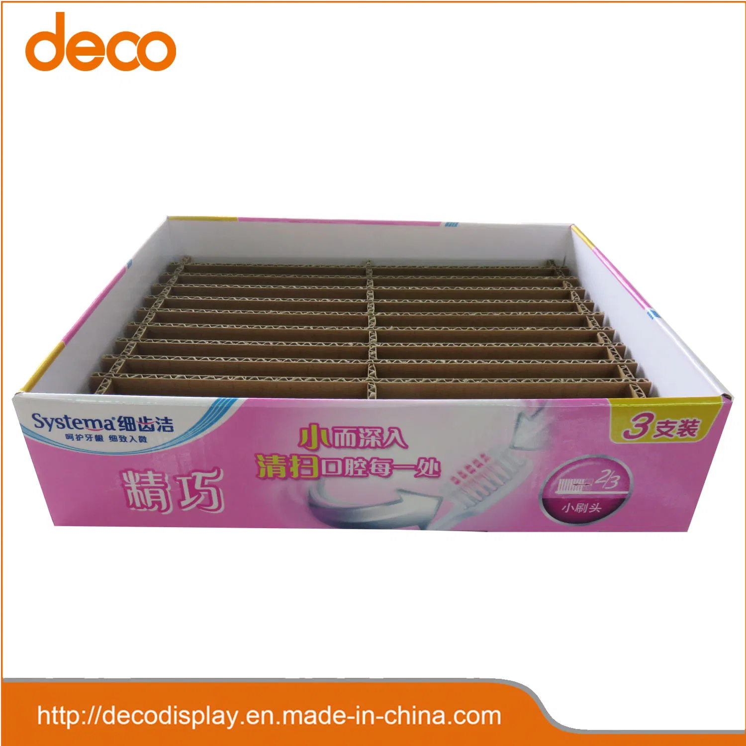 Paper Toothbrush Retail Box Cardboard Display PDQ Unit with Divider