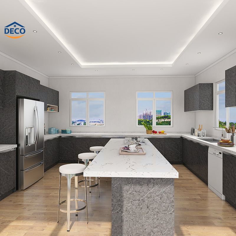 2023 Latest Designer Kitchen Units Modern Style Custom Storage U Shape Cabinets