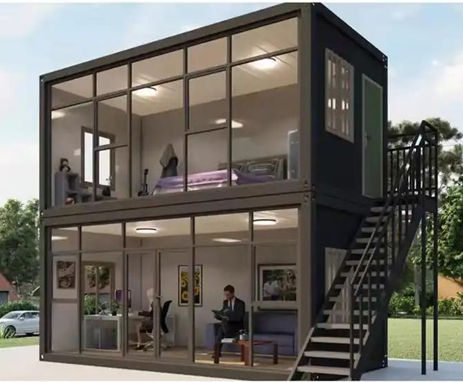 Container Office 20FT Prefabricated Flat Pack Portable Assemble Tiny Container House High Quality Transportable Customized Design Office Container