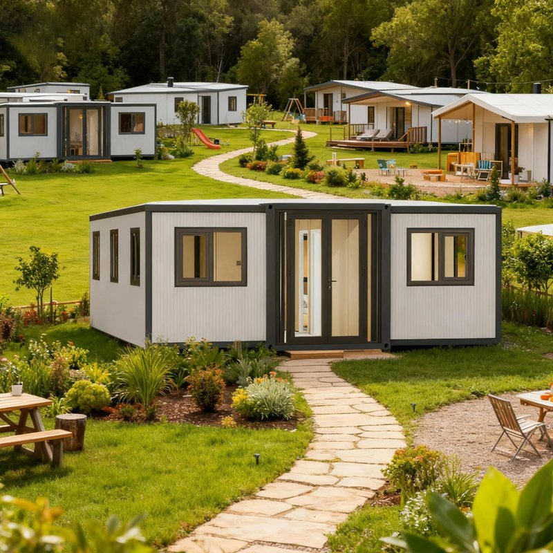 Foldable 30-Foot Double-Wing Expansion Container Tiny House for Sale, with Bedroom, Living Room, Kitchen and Bathroom