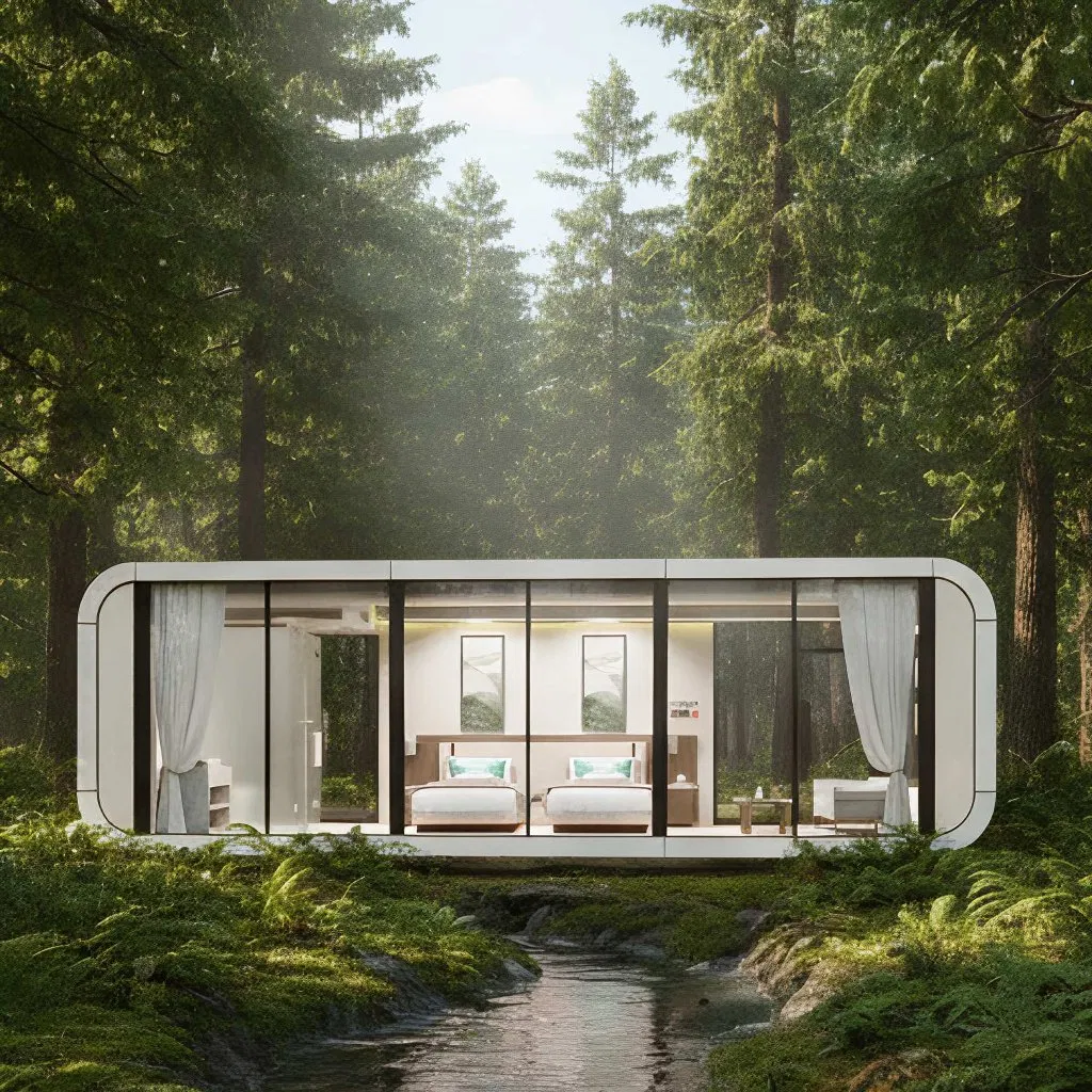 Future Living Space Capsule: Compact &amp; Expandable Architecture