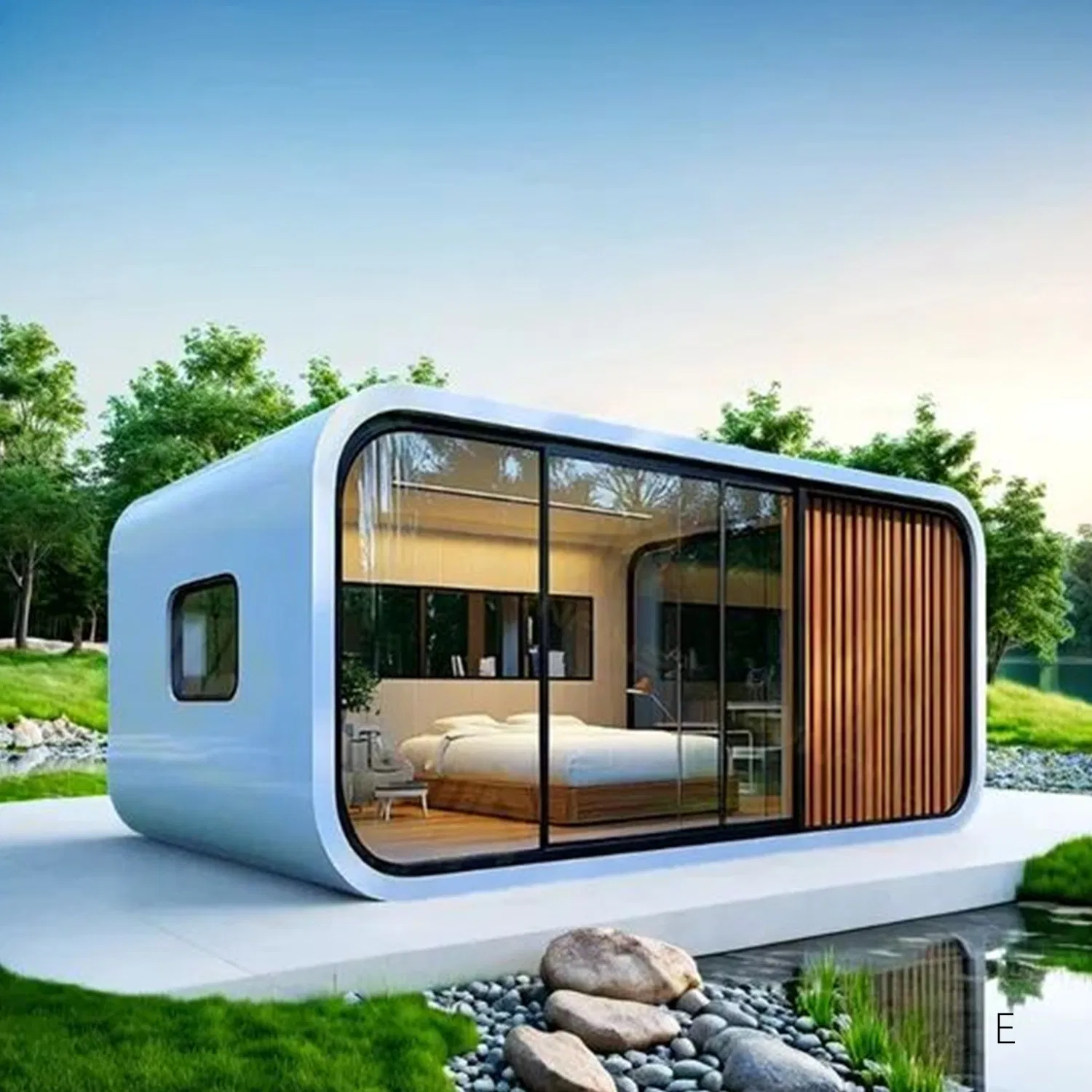 Space Capsule Hotel Container Home Sleep Pod Mobile Tiny House Apple Cabin