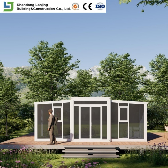 Modular Portable Foldable Folding Prefabricated Prefab Steel Structure Home Office Dormitory Camping Double Wing 20FT 40FT Expandable Container House