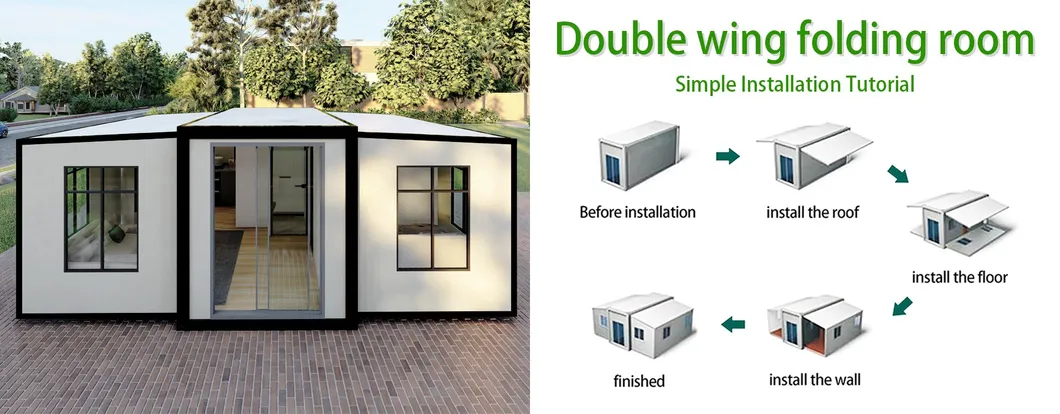 Double wing folding house