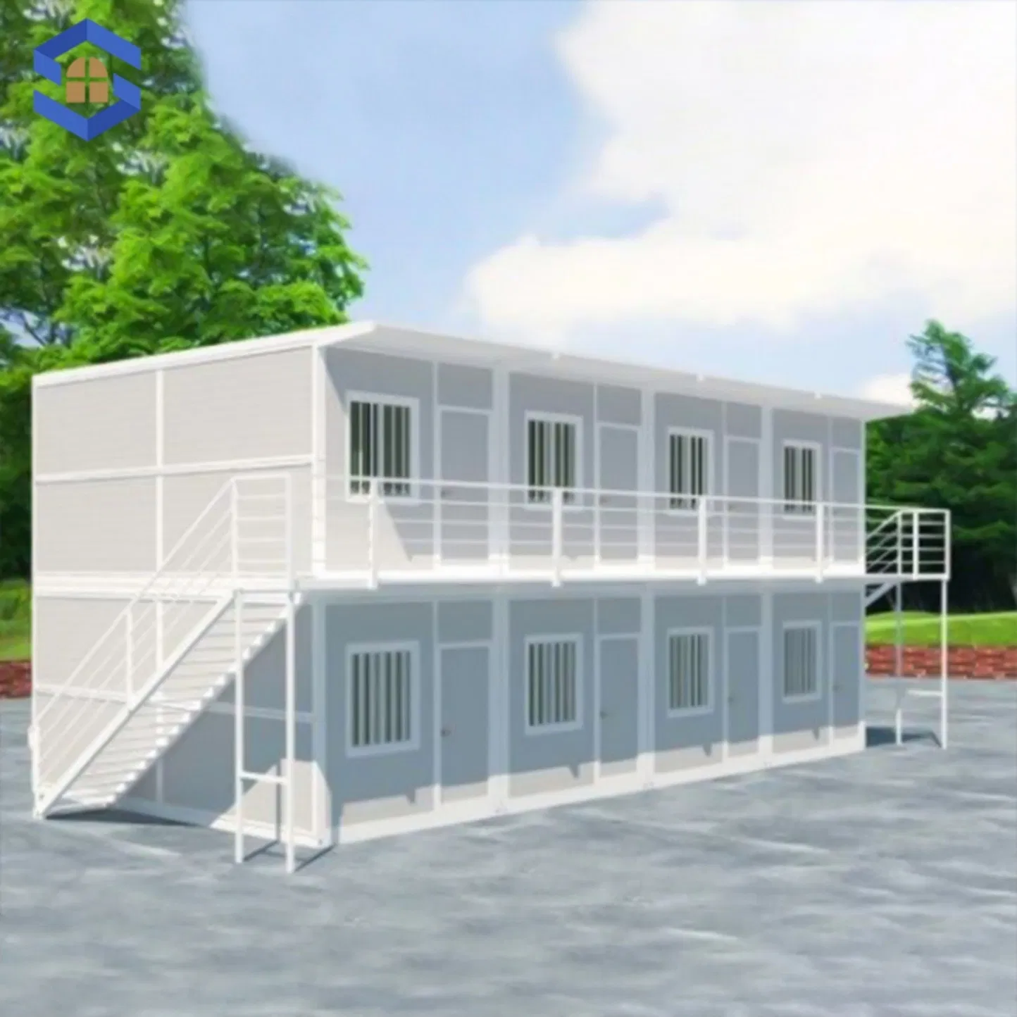 Double-Deck Portable Compact Combined Prefabricated Container Modern Office Unit