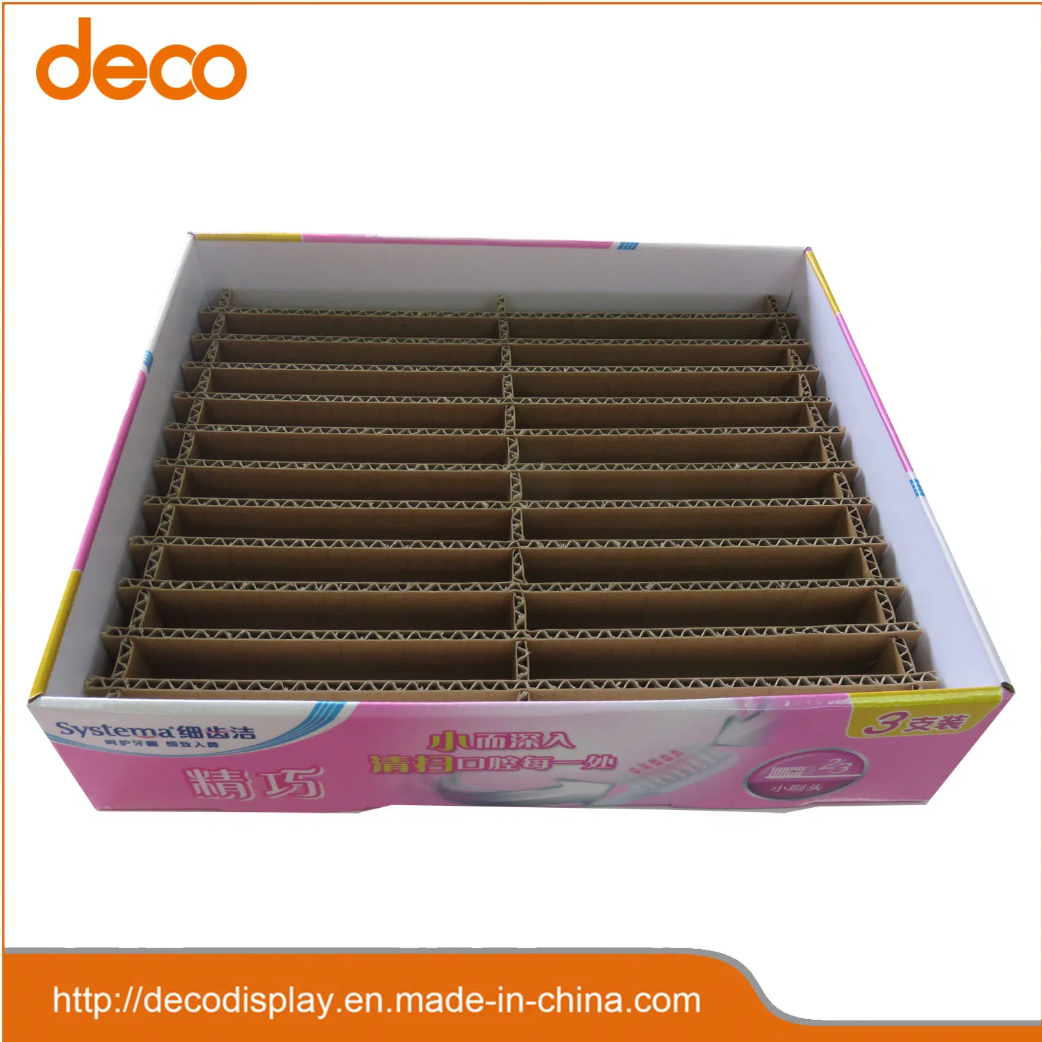 Paper Toothbrush Retail Box Cardboard Display PDQ Unit with Divider