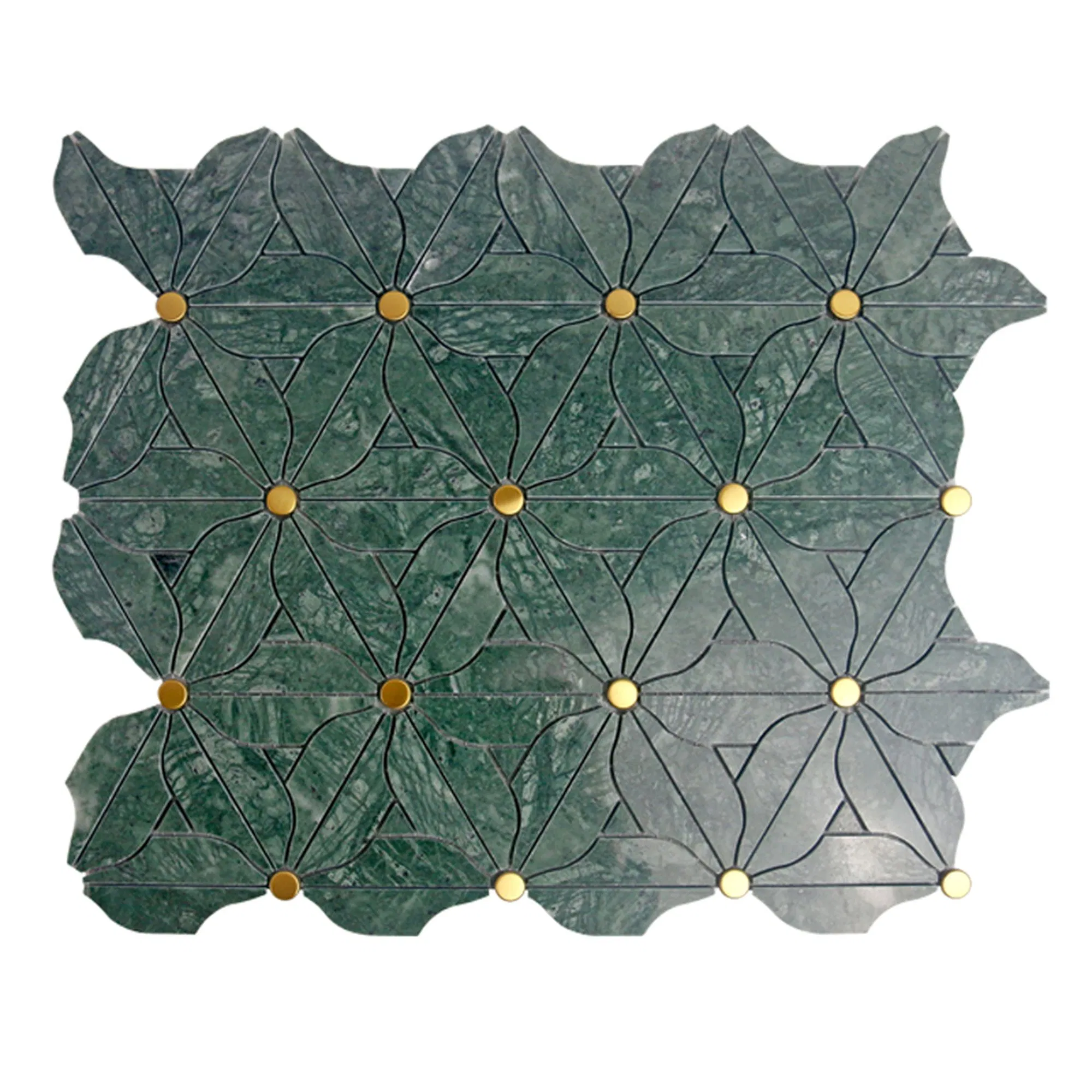 Manufacturer Foshan Natural Metal Mix Stone Fireproof Flower Pattern Mosaic Tile Wall Marble Mosaic