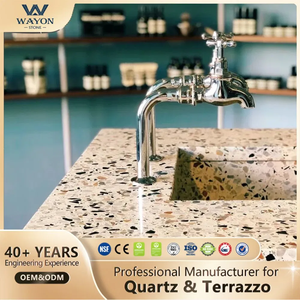 Colorful Inorganic Terrazzo for Artificial Stone Kitchen Countertop Wt238