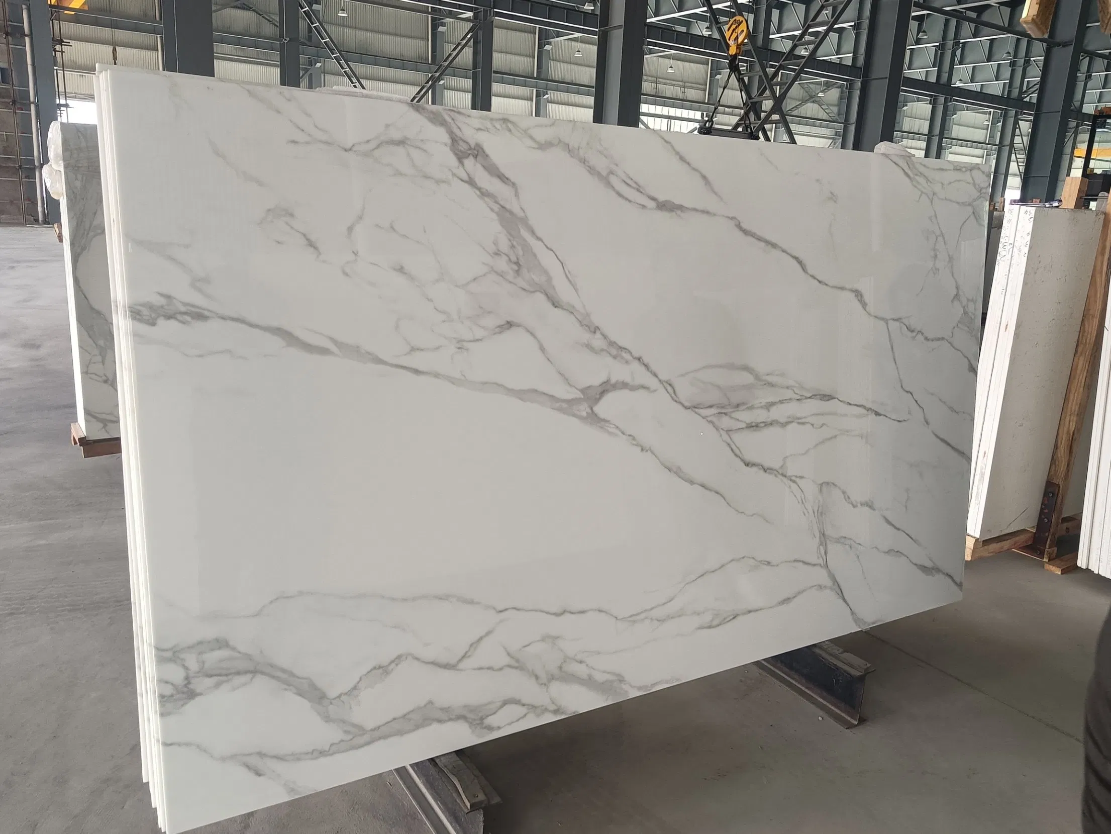 Nano Glass Crystal Stone Pure White Calacatta Veins Good Quality for Tables Countertops