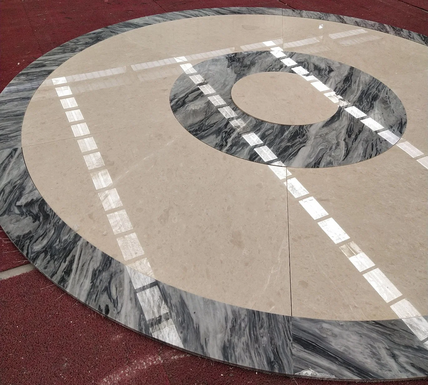 Polished Water Jet WHITE AND GREY MARBLE medallions for Interior Wall Floor decoration