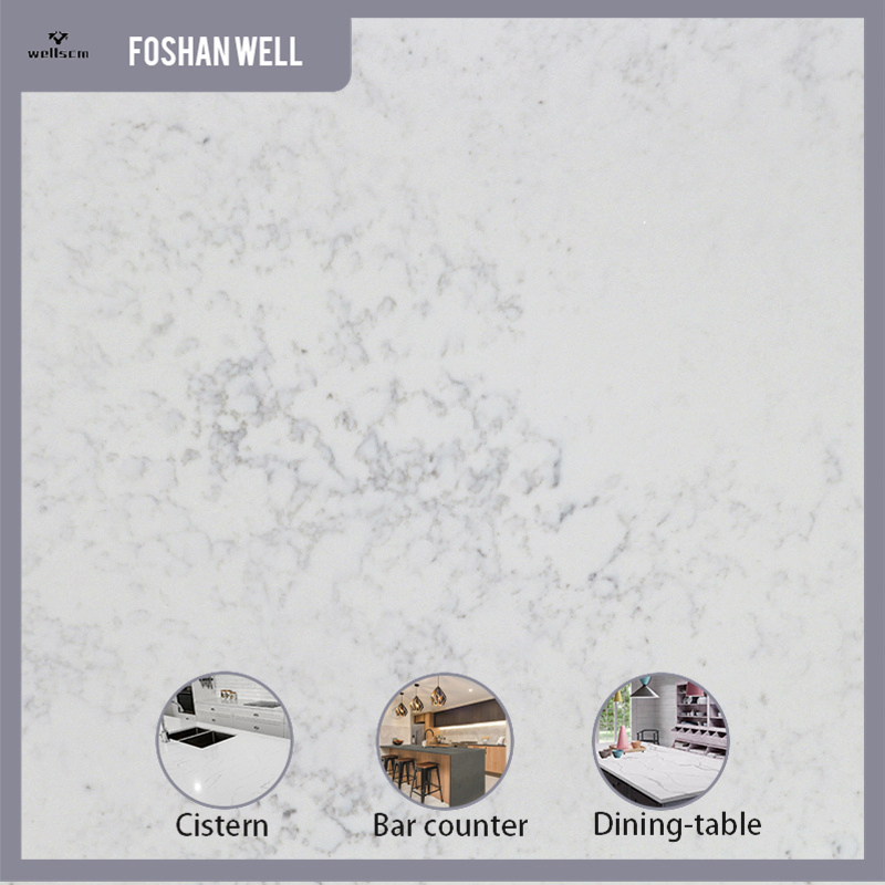 Polished Artificial Calacatta White Quartz Vanity Countertops Stone Slab Gold Grey Vein