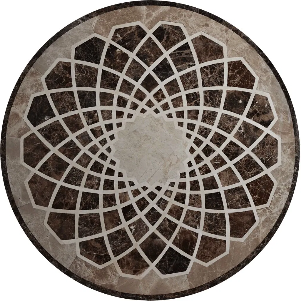 Hotel Lobby Large Round Villa Waterjet Marble Floor Stone Tiles Medallion Pattern Design