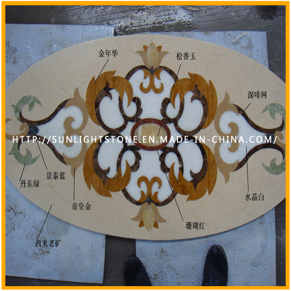 Polished Water Jet Marble Stone Medallion for Hotel, Medallion Pattern