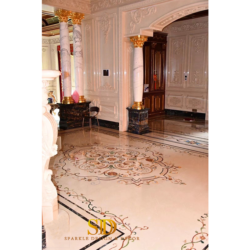 Customized Luxury Waterjet Marble Medallion for Villa Flooring Decoration