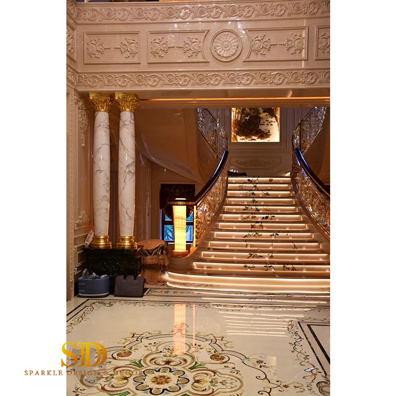 Customized Luxury Waterjet Marble Medallion for Villa Flooring Decoration