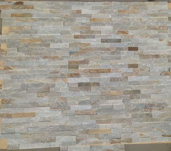 Natural Stone Split Yellow Mixed Quartzite Stacked Ledge Stone 10 X36mm for Wall Tile and Wall Panel/Culture Stone