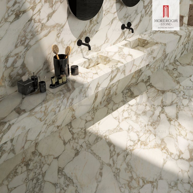 1600*3200*12mm Artificial Calacatta Gold Bright Surface Sintered Stone Tile for Living Room