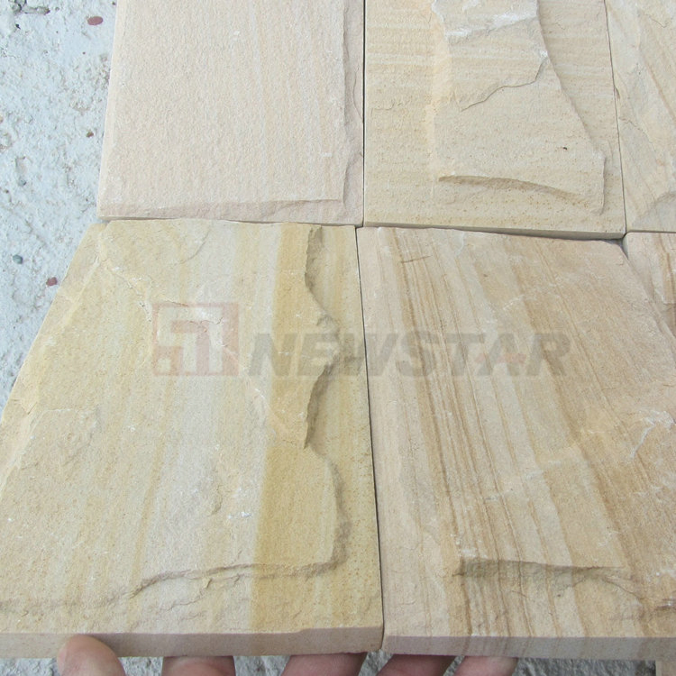 Exterior Wall Tile Stone Facade Wooden Yellow Sandstone Cladding Tile