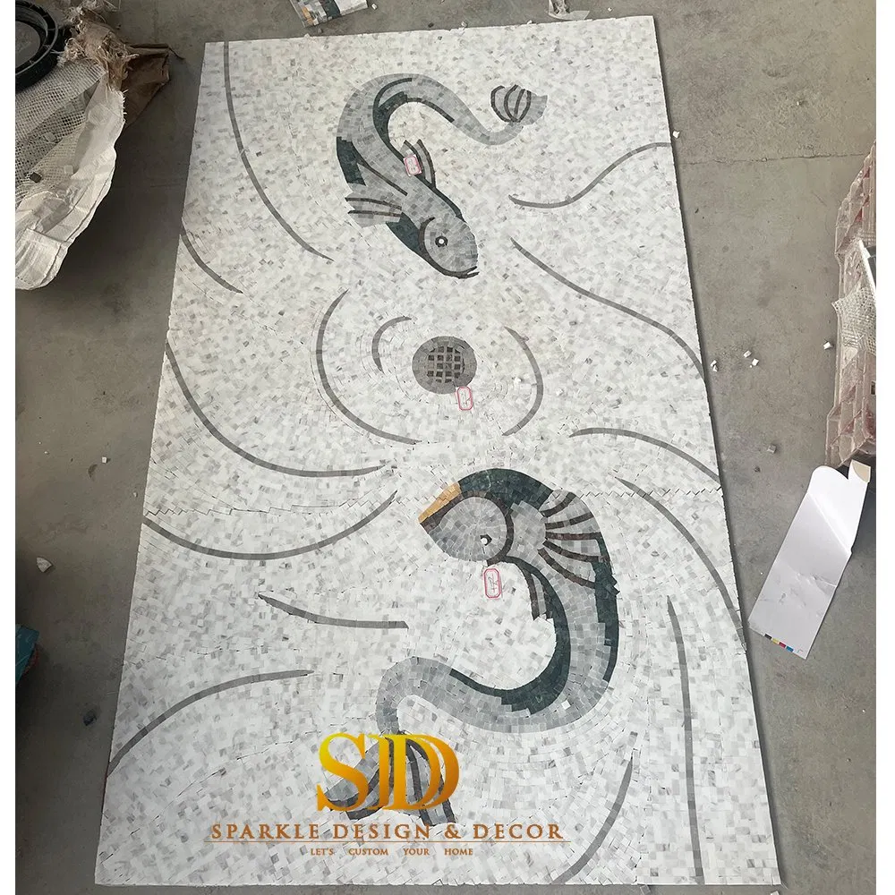 Customized Handmade Marble Mosaic Floor Pattern for Shower Pan