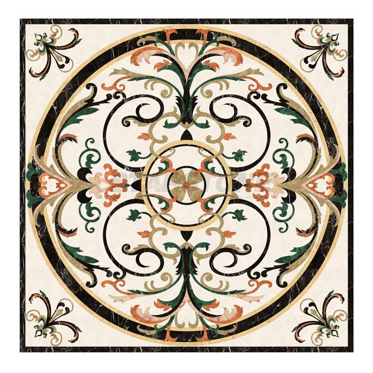 Villa Hotel Marble Floor Design Flower Pattern Lobby Flooring Tile Stone Waterjet Marble Medallion