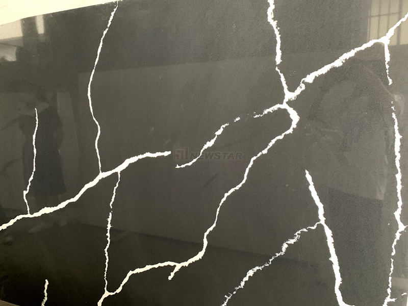 Wholesale Artificial Kitchen Hot Sale Countertop Quartz Marble Polished Background Wall Panel Paving Calacatta Black Quartz Slab Project