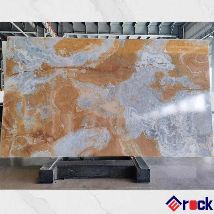 Artificial Golden Onyx Mable Nano Crystal Glass Stone Slabs for Kitchen and Work Countertops