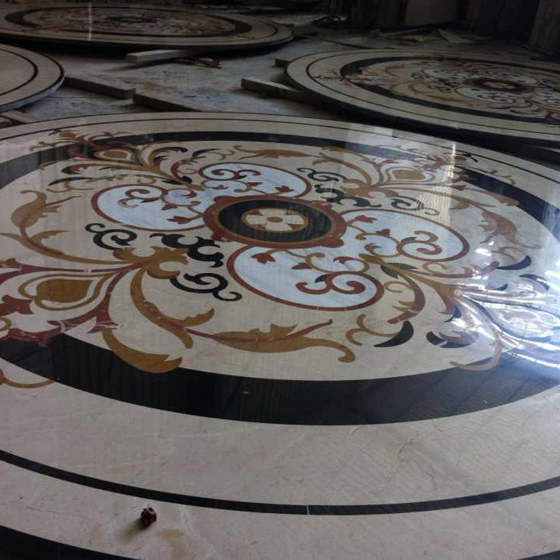 Dark Color Round Waterjet Medallion for Marble Onyx Inlay Flooring