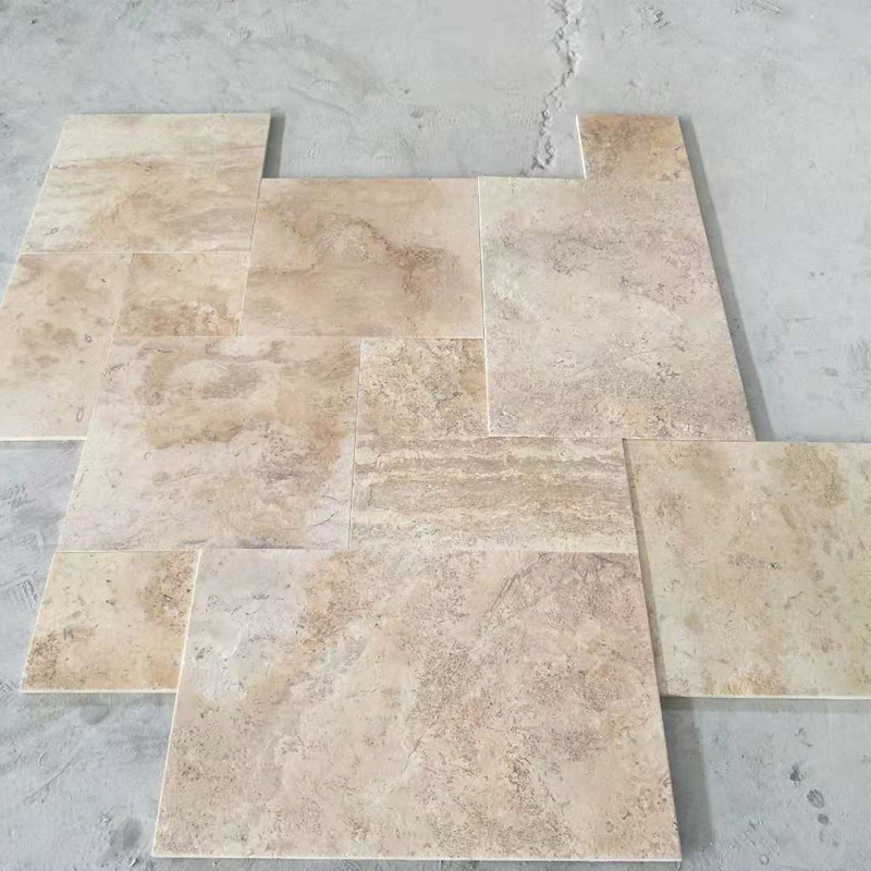 Honed Finish Natural Beige Travertine French Pattern with Good Quality
