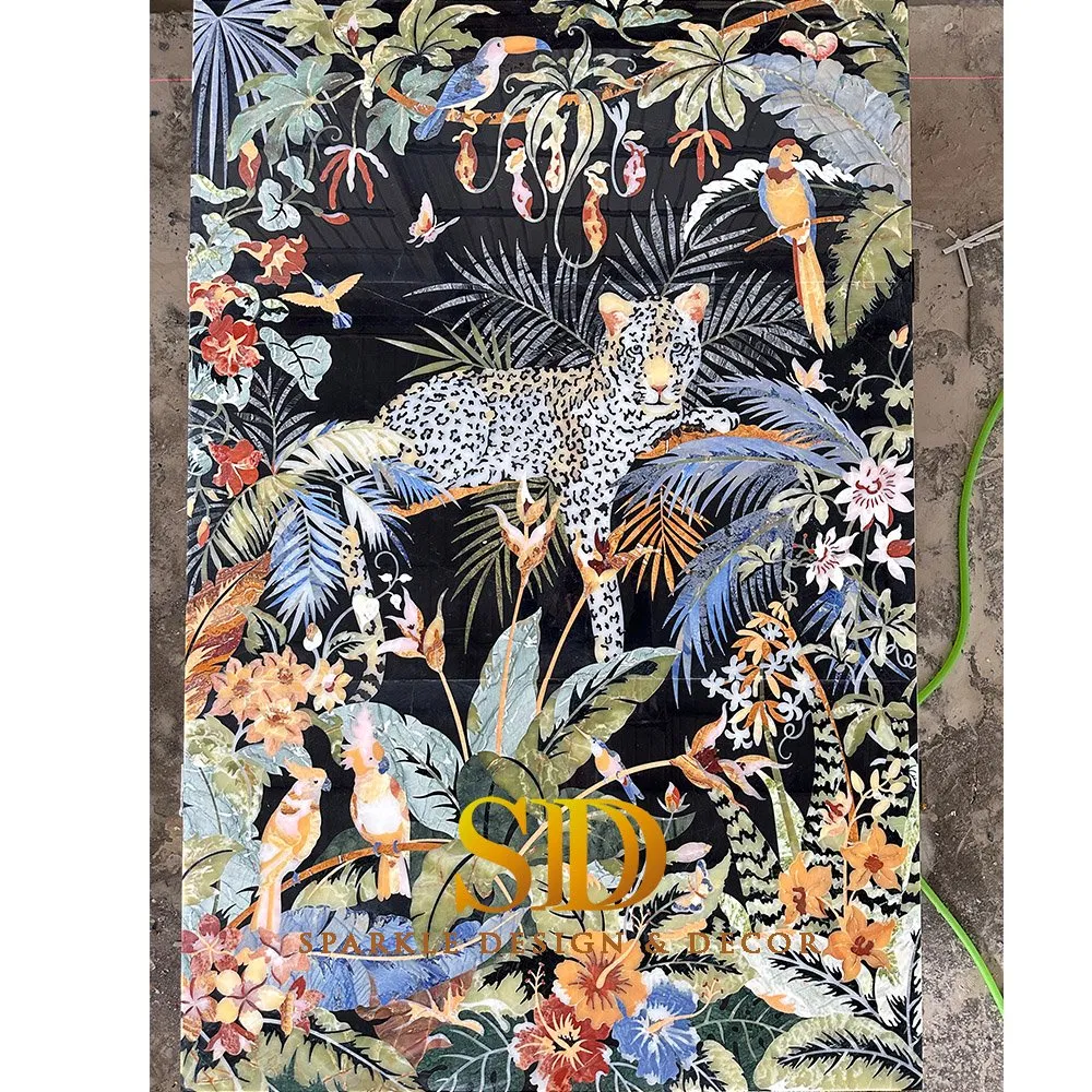 Luxurious Translucent Water Jet Marble Onyx Medallion for Wall Decoration