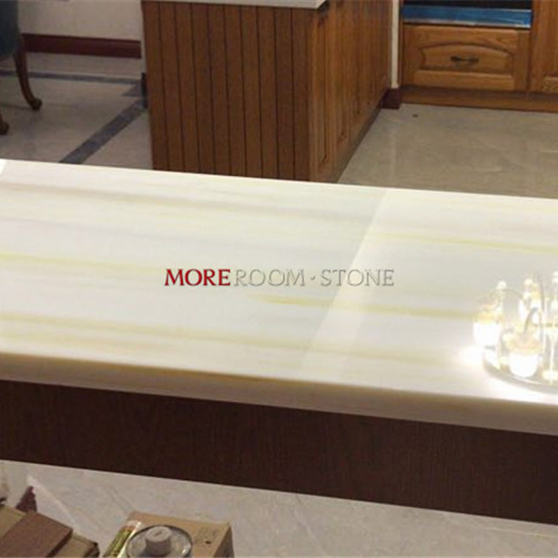 Transparent Material White Nano Crystal Glass Wood Texture Faux Stone Kitchen Counter Top