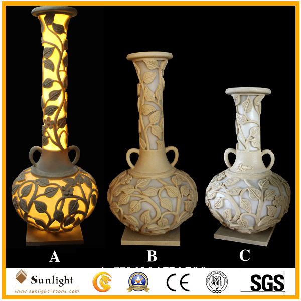 Best Price Sandstone Flower Vase LED Light Decoraton