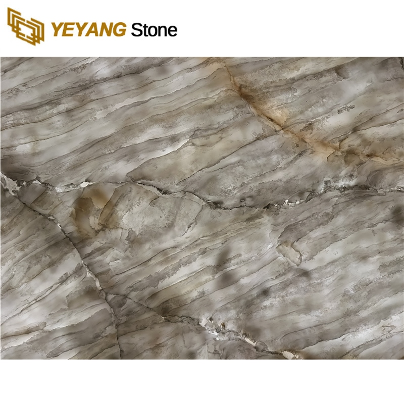 Yeyang Backlit/Translucent Stone Quartz for Bar/Island/Counter/Hotel/Reception Desk Countertop Artificial Grey Quartz Supplier