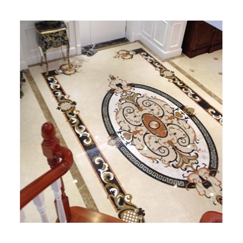 Villa Hotel Marble Floor Design Flower Pattern Lobby Flooring Tile Stone Waterjet Marble Medallion