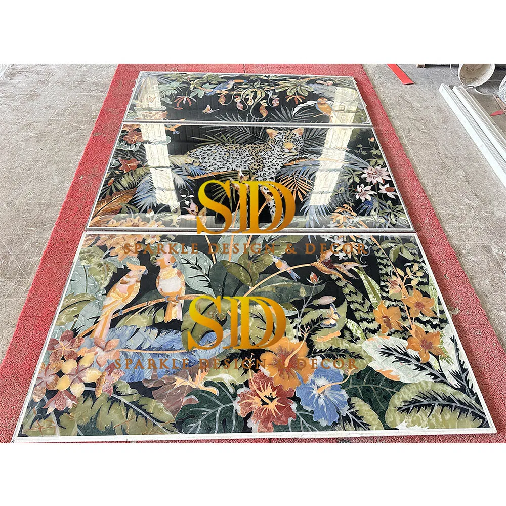 Luxurious Translucent Water Jet Marble Onyx Medallion for Wall Decoration