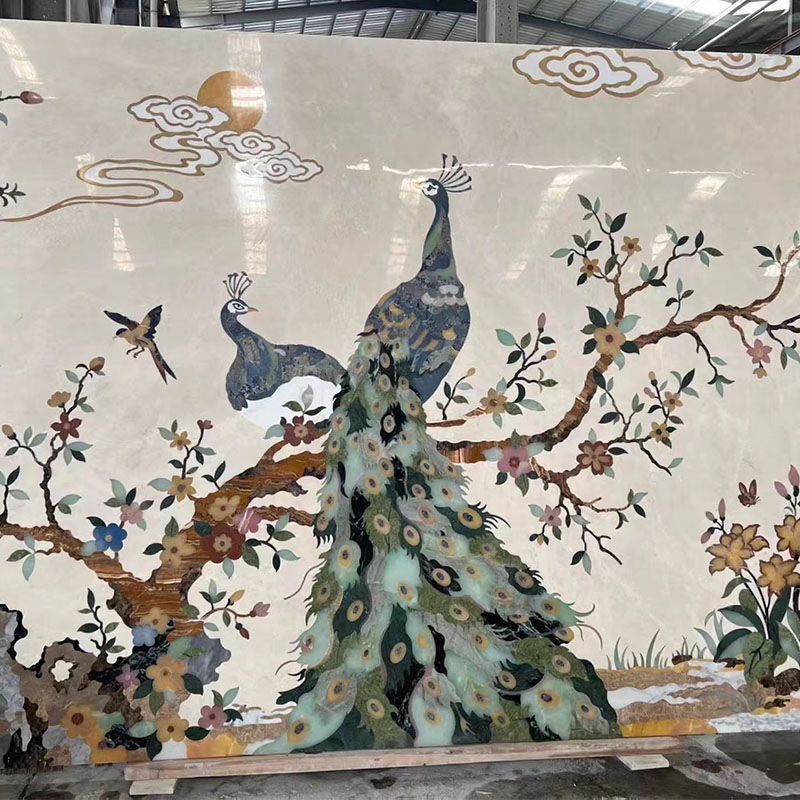 Customized Marble Medallion Flower Design Water Jet Inlay Border Round Frooling Medallion