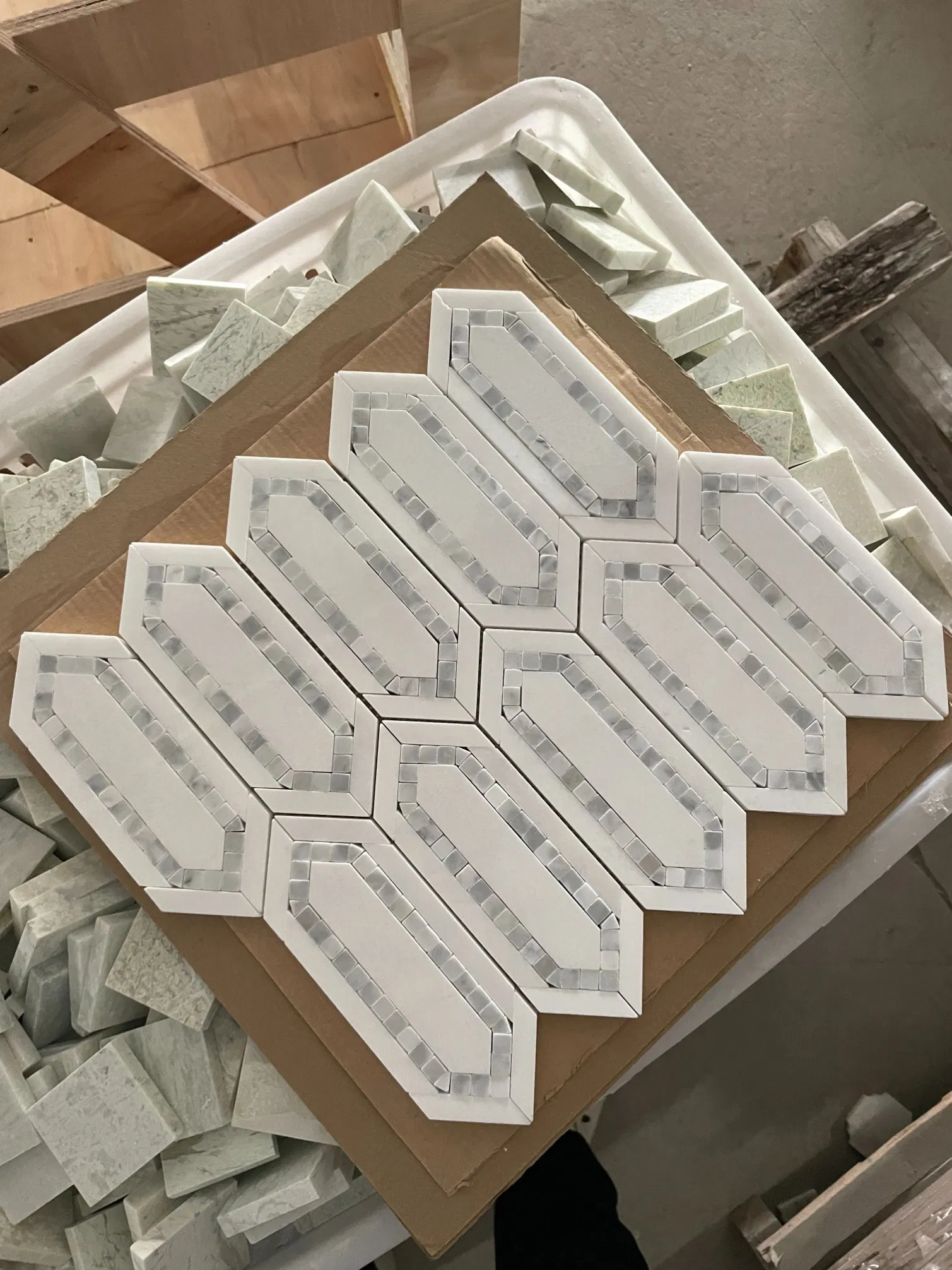 Natural stone honed Crystal White Grey Blue Marble Mosaic for Indoor/Interior Floor Wall Ceiling