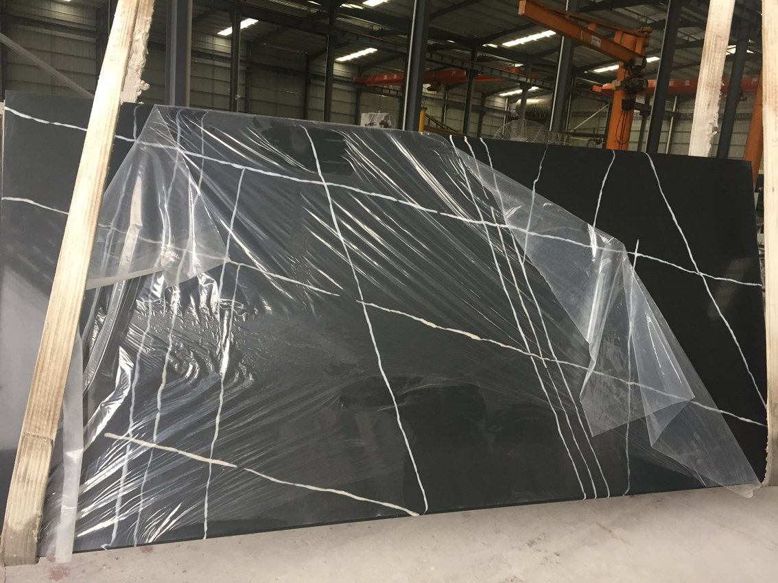 Black Artificial Quartz Stone Slab for Sale Quality Granite Design