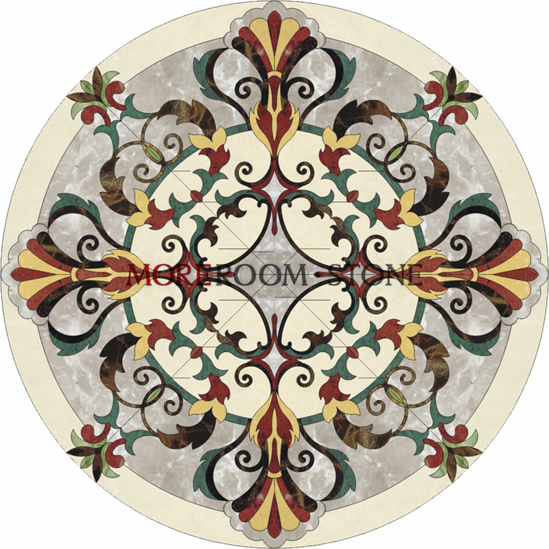 Superb Kashmir Round Marble Waterjet Medallion for Home Decor