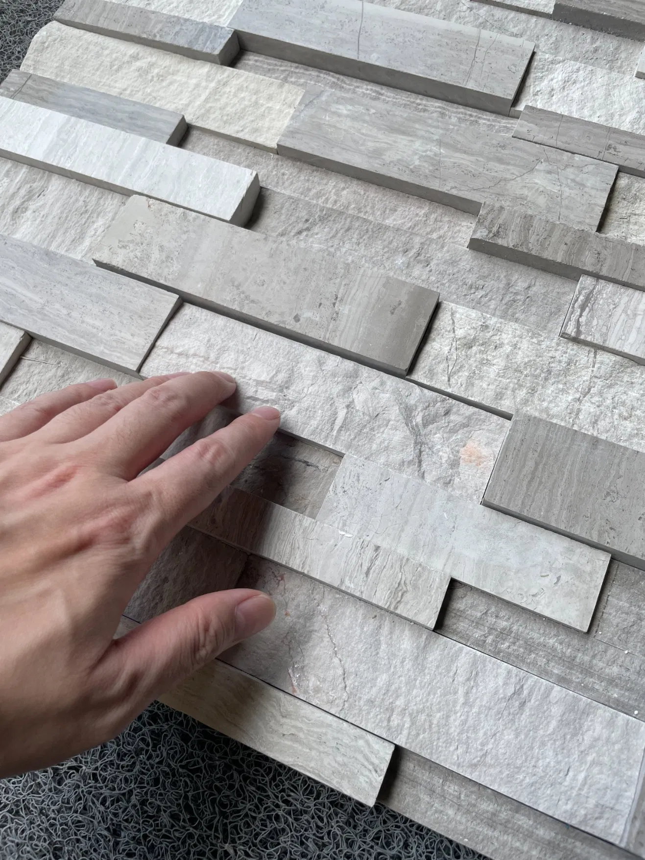 Natural stone veneer ledger panel polished/split white/grey Serpeggiante Marble Stacked Wall Stone for interior/exterior bathroom/kitchen/lobby wall/background