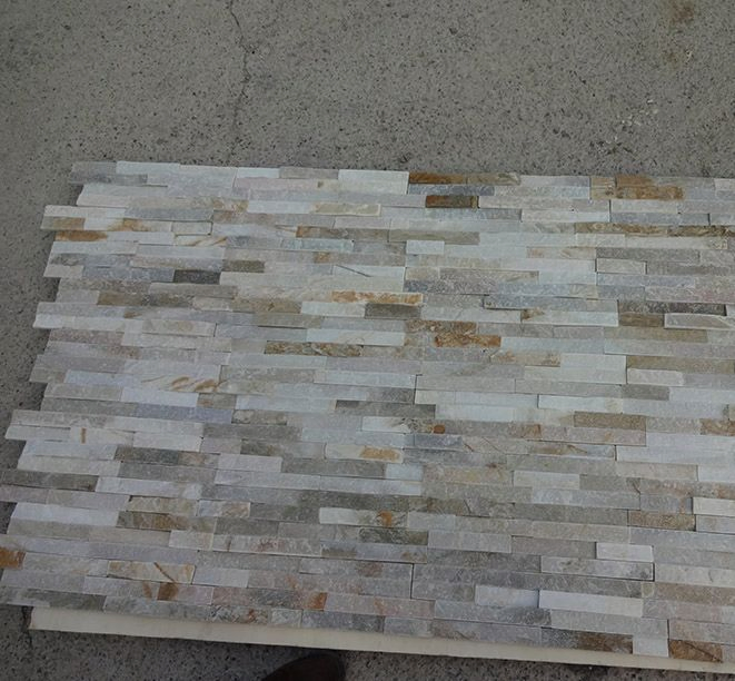 Natural Stone Split Yellow Mixed Quartzite Stacked Ledge Stone 10 X36mm for Wall Tile and Wall Panel/Culture Stone