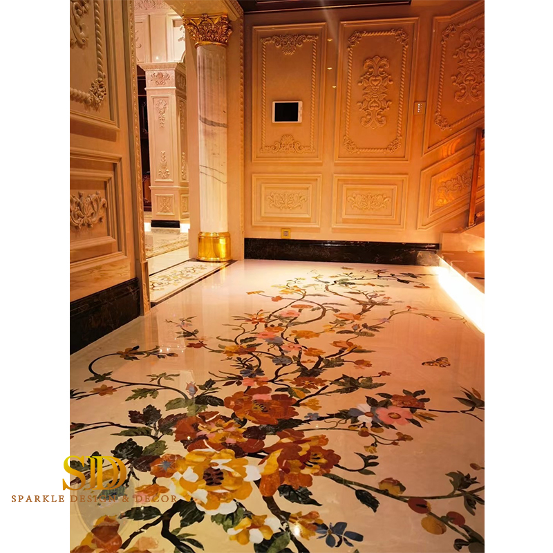 Customized Luxury Waterjet Marble Medallion for Villa Flooring Decoration