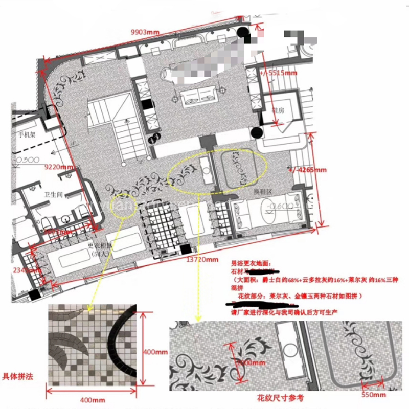 Natural Marble Waterjet Medallion Patterns for Floor/Hotel/Home Decoration