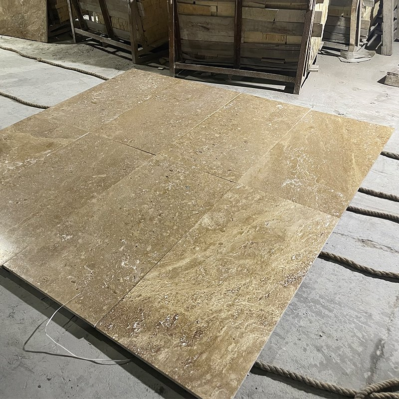 Wholesale Chinese Coffee Travertine Beige Brown Travertine Floor Tiles for Villa Project