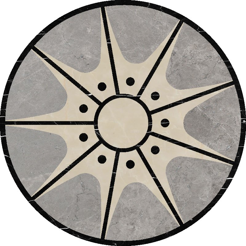 Water Jet Patterns Yellow brown blue Red White Black beige gold Grey Marble Floor Medallion for Interior/indoor decoration