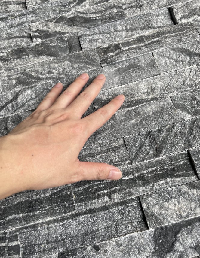 Natural stone veneer ledger panel split Black Wooden Marble Stacked Wall Stone for interior/outdoor/exterior bathroom/kitchen/lobby wall/background