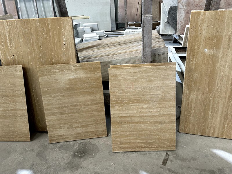 Manufacture Natural Stone Beige Travertine Marble Slab Customized Table Outdoor Matte Marble