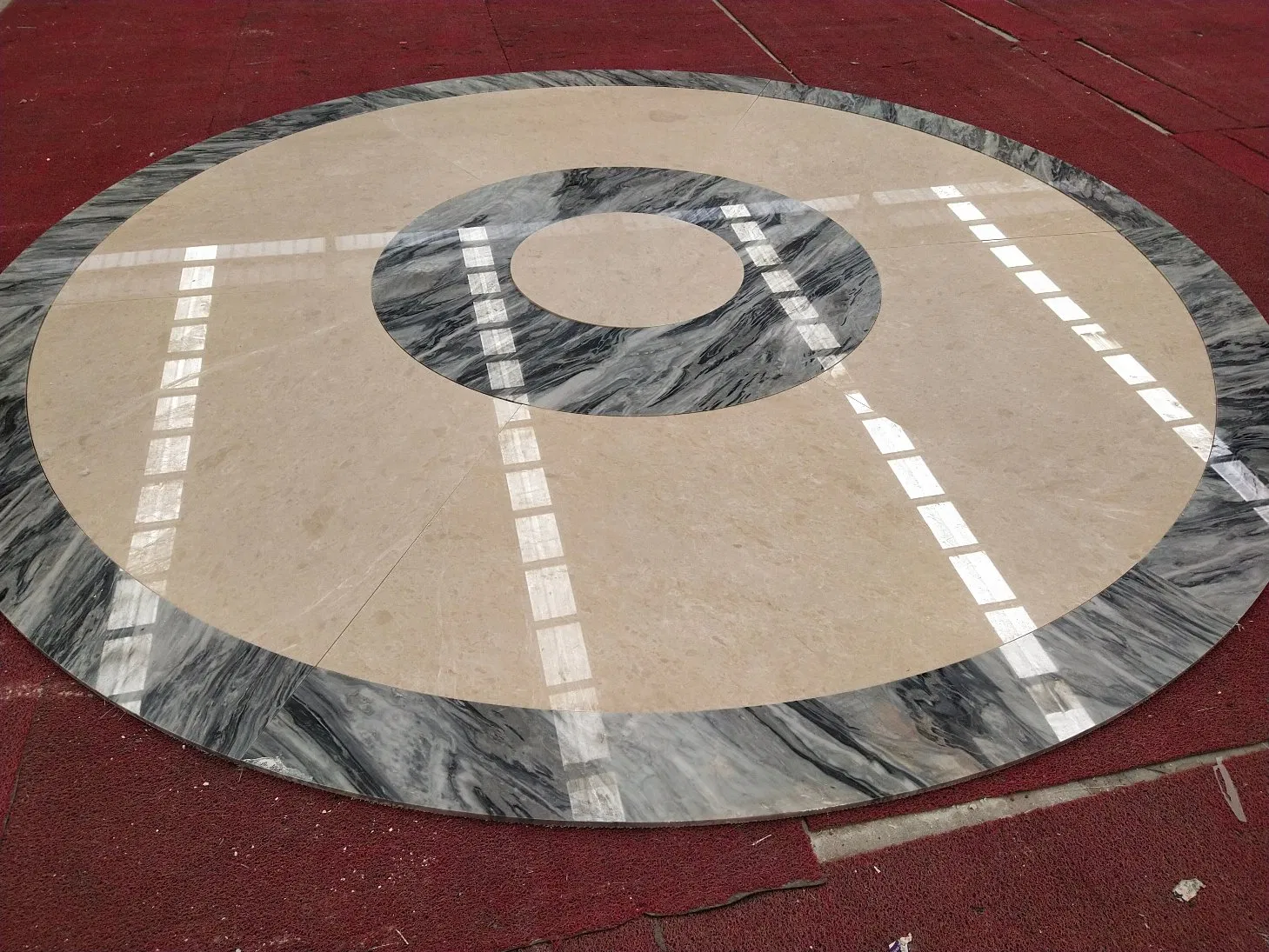 Polished Water Jet WHITE AND GREY MARBLE medallions for Interior Wall Floor decoration