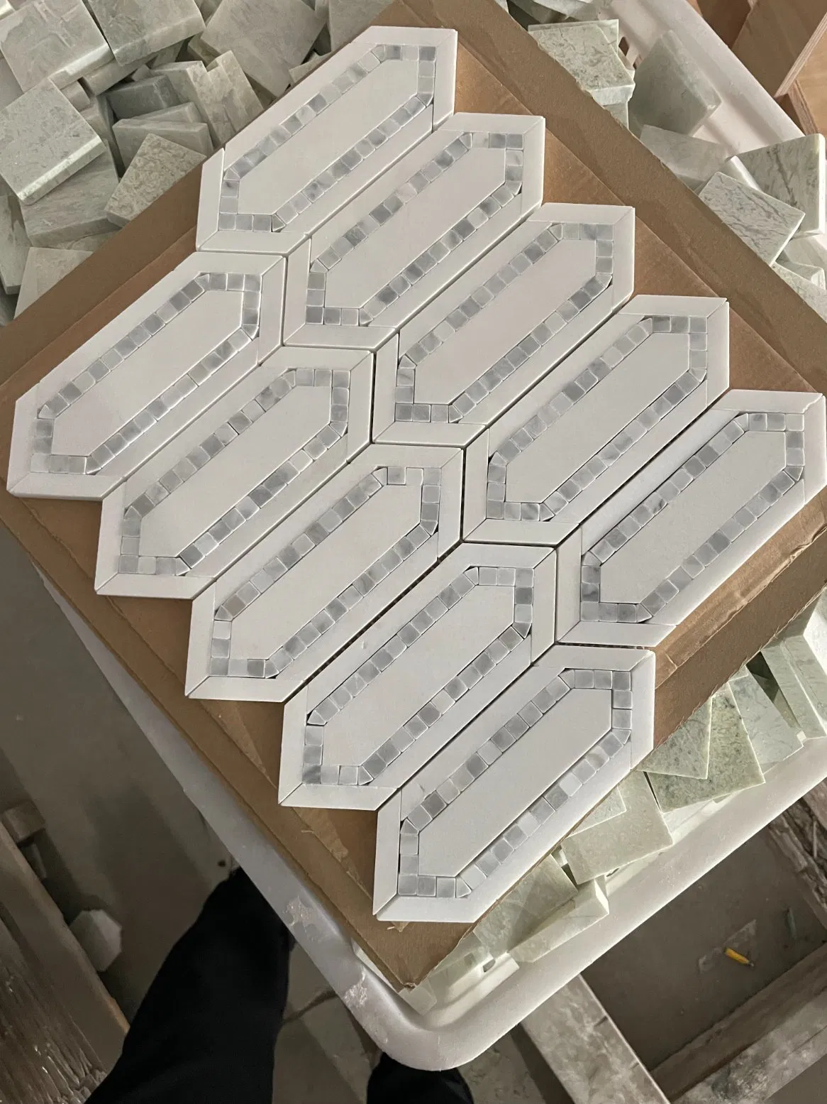 Natural stone honed Crystal White Grey Blue Marble Mosaic for Indoor/Interior Floor Wall Ceiling